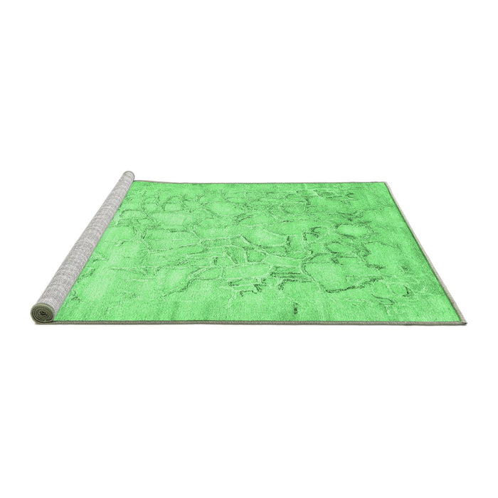 Sideview of Machine Washable Abstract Emerald Green Contemporary Area Rugs, wshcon2586emgrn