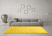 Machine Washable Abstract Yellow Contemporary Rug in a Living Room, wshcon2586yw