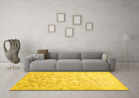 Machine Washable Abstract Yellow Contemporary Rug, wshcon2586yw