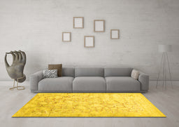 Machine Washable Abstract Yellow Contemporary Rug in a Living Room, wshcon2586yw