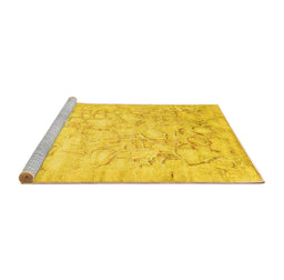Sideview of Machine Washable Abstract Yellow Contemporary Rug, wshcon2586yw