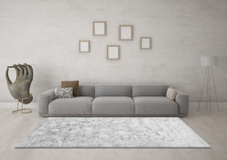 Machine Washable Abstract Gray Contemporary Rug in a Living Room,, wshcon2586gry