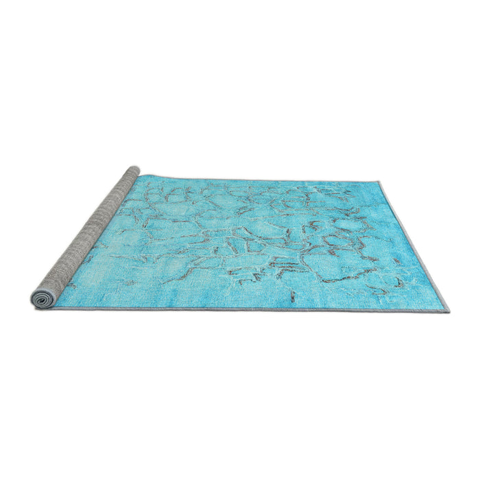 Sideview of Machine Washable Abstract Light Blue Contemporary Rug, wshcon2586lblu