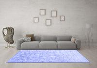 Machine Washable Abstract Blue Contemporary Rug, wshcon2586blu