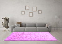 Machine Washable Abstract Pink Contemporary Rug, wshcon2586pnk