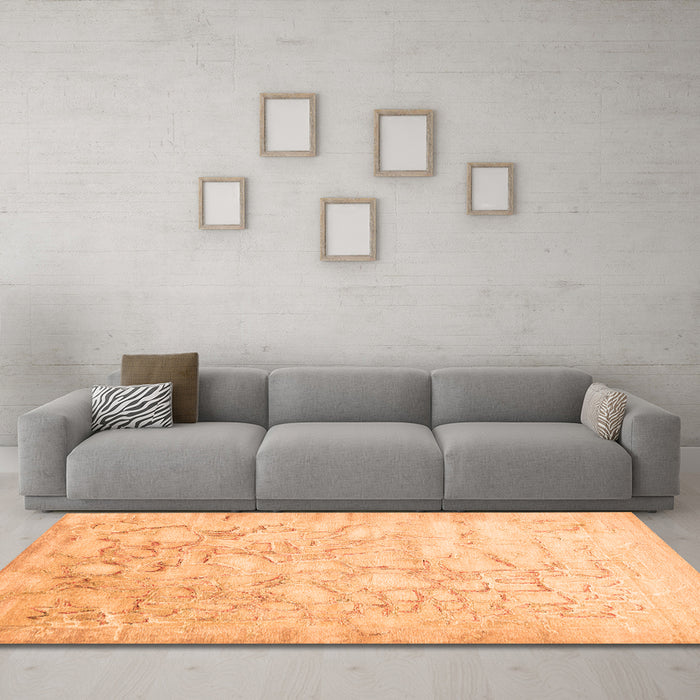 Machine Washable Abstract Orange Contemporary Area Rugs in a Living Room, wshcon2586org