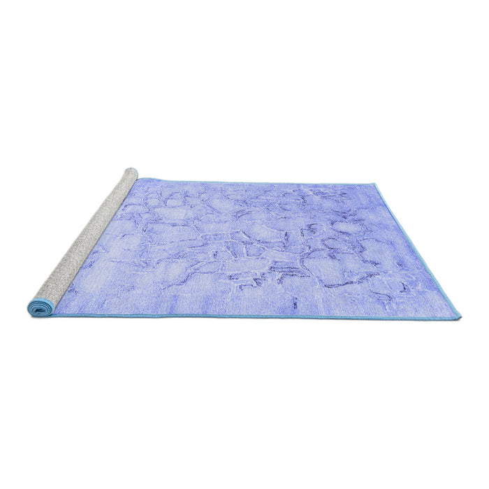 Sideview of Machine Washable Abstract Blue Contemporary Rug, wshcon2586blu