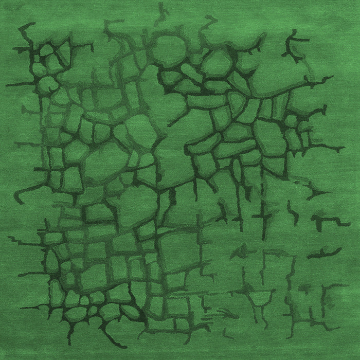 Square Abstract Emerald Green Contemporary Rug, con2587emgrn