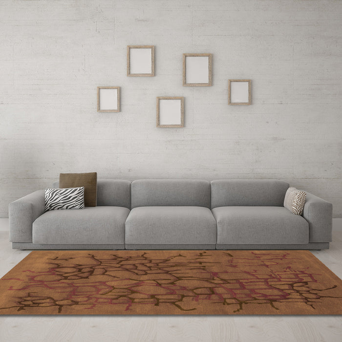 Machine Washable Abstract Orange Contemporary Area Rugs in a Living Room, wshcon2587org