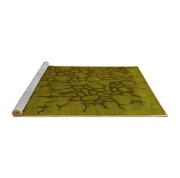 Sideview of Machine Washable Abstract Yellow Contemporary Rug, wshcon2587yw
