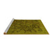 Sideview of Machine Washable Abstract Yellow Contemporary Rug, wshcon2587yw