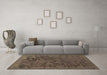 Machine Washable Abstract Brown Contemporary Rug in a Living Room,, wshcon2587brn