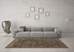 Machine Washable Abstract Brown Contemporary Rug in a Living Room,, wshcon2587brn