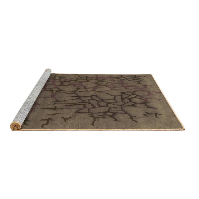 Sideview of Machine Washable Abstract Brown Contemporary Rug, wshcon2587brn