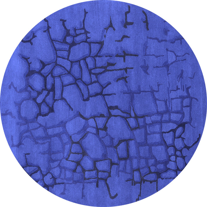 Round Abstract Blue Contemporary Rug, con2587blu