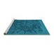 Sideview of Machine Washable Abstract Turquoise Contemporary Area Rugs, wshcon2587turq