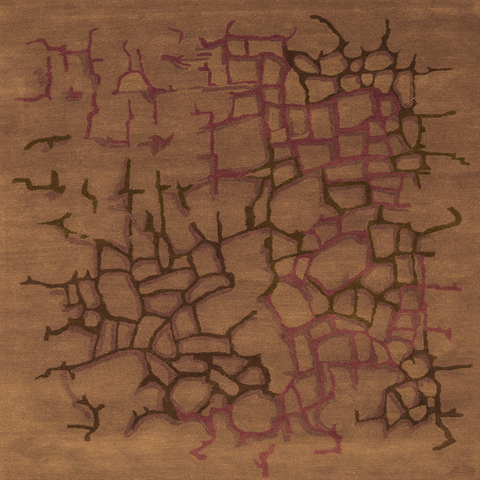 Round Machine Washable Abstract Orange Contemporary Area Rugs, wshcon2587org