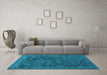 Machine Washable Abstract Turquoise Contemporary Area Rugs in a Living Room,, wshcon2587turq