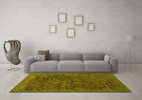 Machine Washable Abstract Yellow Contemporary Rug, wshcon2587yw