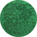 Machine Washable Abstract Green Contemporary Area Rugs, wshcon2587grn