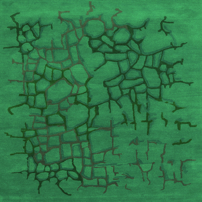 Serging Thickness of Abstract Green Contemporary Rug, con2587grn