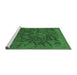 Sideview of Machine Washable Abstract Emerald Green Contemporary Area Rugs, wshcon2587emgrn