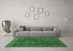 Machine Washable Abstract Emerald Green Contemporary Area Rugs in a Living Room,, wshcon2587emgrn