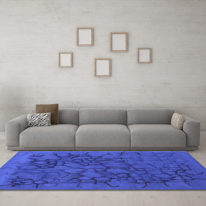 Machine Washable Abstract Blue Contemporary Rug in a Living Room, wshcon2587blu