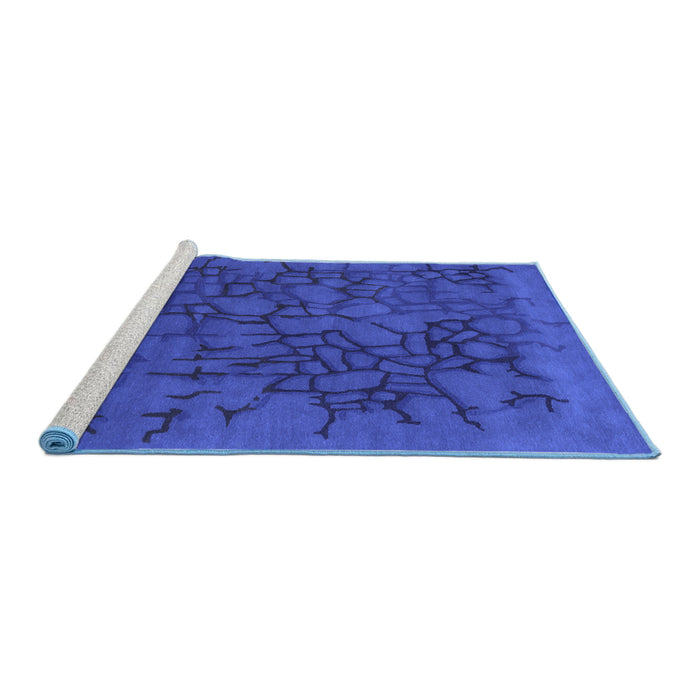 Sideview of Machine Washable Abstract Blue Contemporary Rug, wshcon2587blu