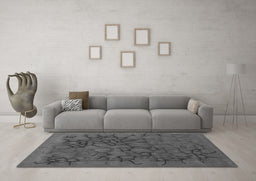 Machine Washable Abstract Gray Contemporary Rug in a Living Room,, wshcon2587gry