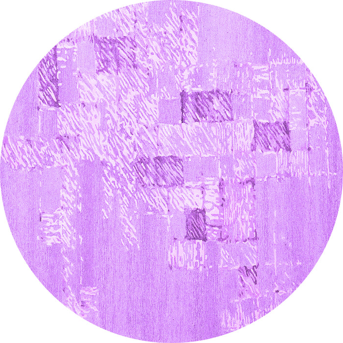 Round Abstract Purple Contemporary Rug, con2588pur