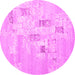 Round Abstract Pink Contemporary Rug, con2588pnk