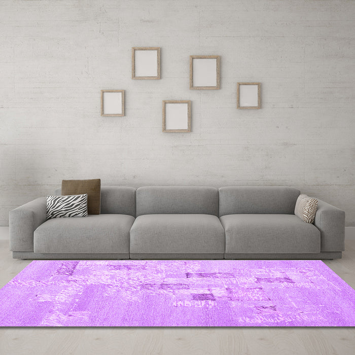 Machine Washable Abstract Purple Contemporary Area Rugs in a Living Room, wshcon2588pur