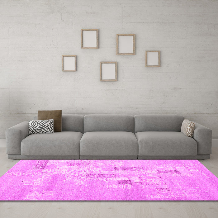 Machine Washable Abstract Pink Contemporary Rug in a Living Room, wshcon2588pnk