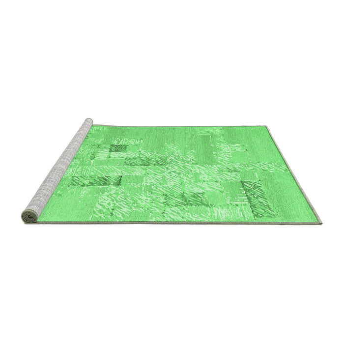 Sideview of Machine Washable Abstract Emerald Green Contemporary Area Rugs, wshcon2588emgrn