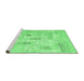 Sideview of Machine Washable Abstract Emerald Green Contemporary Area Rugs, wshcon2588emgrn