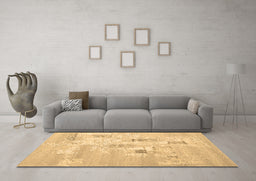 Machine Washable Abstract Brown Contemporary Rug in a Living Room,, wshcon2588brn