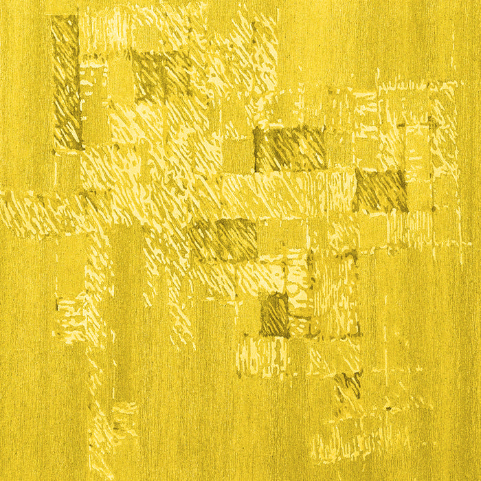Square Machine Washable Abstract Yellow Contemporary Rug, wshcon2588yw
