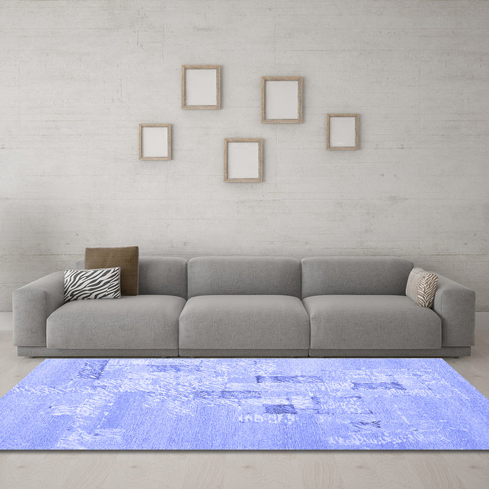 Machine Washable Abstract Blue Contemporary Rug in a Living Room, wshcon2588blu