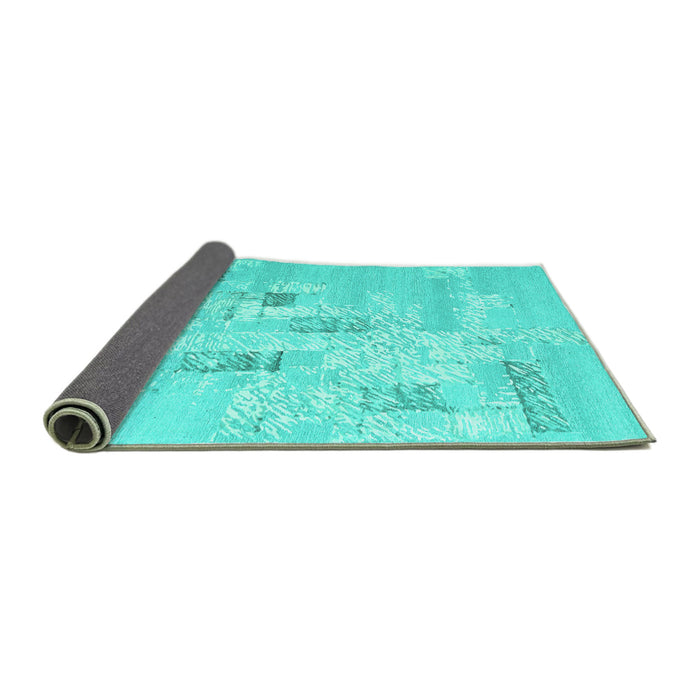 Sideview of Abstract Turquoise Contemporary Rug, con2588turq