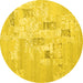 Round Abstract Yellow Contemporary Rug, con2588yw