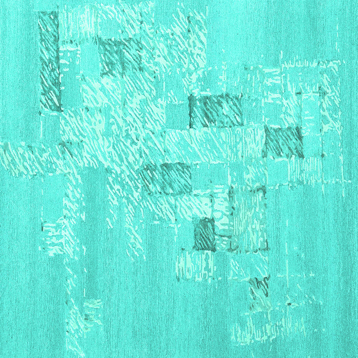 Square Machine Washable Abstract Turquoise Contemporary Area Rugs, wshcon2588turq