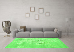 Machine Washable Abstract Green Contemporary Area Rugs in a Living Room,, wshcon2588grn