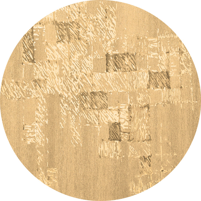 Round Abstract Brown Contemporary Rug, con2588brn