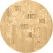 Round Abstract Brown Contemporary Rug, con2588brn