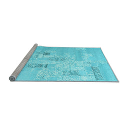 Sideview of Machine Washable Abstract Light Blue Contemporary Rug, wshcon2588lblu