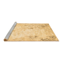 Sideview of Machine Washable Abstract Brown Contemporary Rug, wshcon2589brn