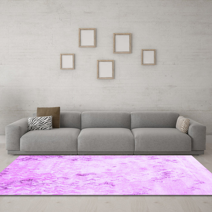 Machine Washable Abstract Purple Contemporary Area Rugs in a Living Room, wshcon2589pur