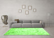 Machine Washable Abstract Green Contemporary Area Rugs in a Living Room,, wshcon2589grn