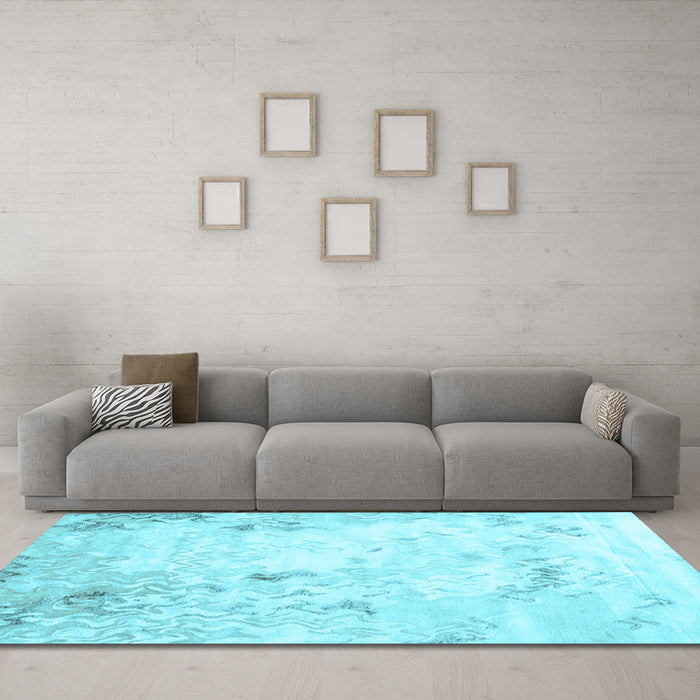 Machine Washable Abstract Light Blue Contemporary Rug in a Living Room, wshcon2589lblu